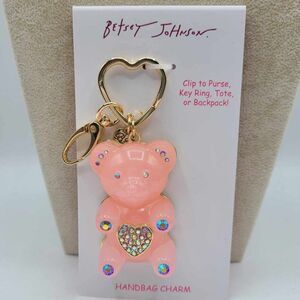 Betsey Johnson Pink Bear Key Ring Handbag Charm NWT!  NEW!